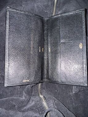 Vintage cowhide Tex-Tan Black Leather Bifold Wallet with Gold Accent
